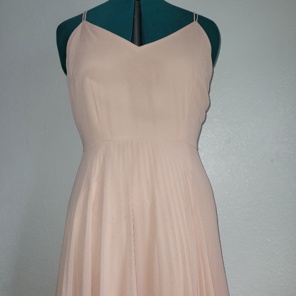 ASOS V-Neckline Peach Maxi Pleaded Cami Maxi Dress Size 8 - Picture 2 of 11